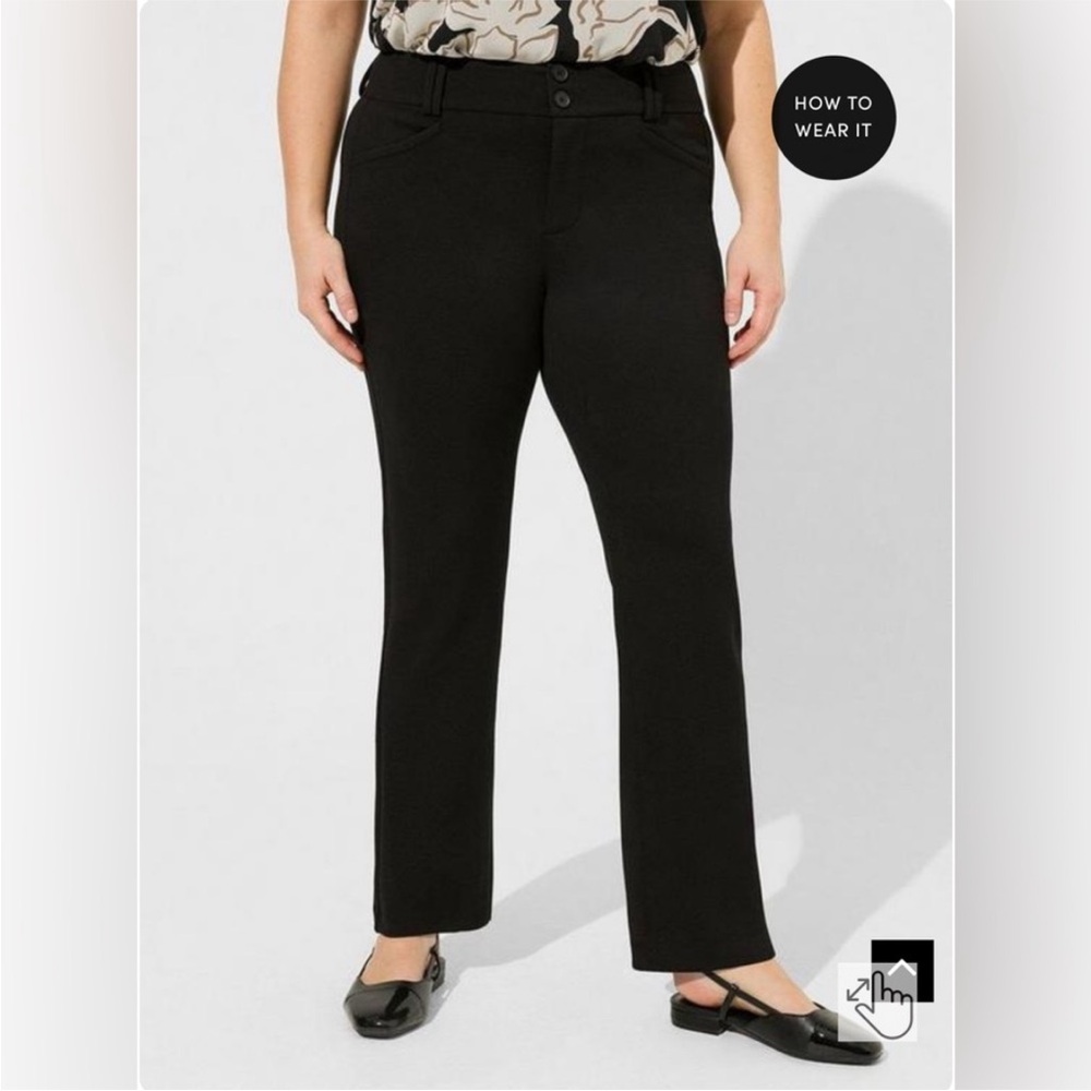 Torrid Plus-Size Pantsuit Studio Luxe Ponte Straight-Leg trouser, peplum blazer - Picture 6 of 15